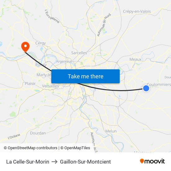 La Celle-Sur-Morin to Gaillon-Sur-Montcient map