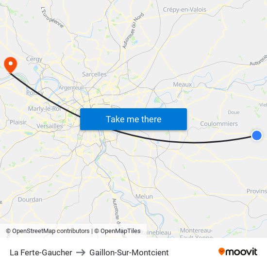 La Ferte-Gaucher to Gaillon-Sur-Montcient map
