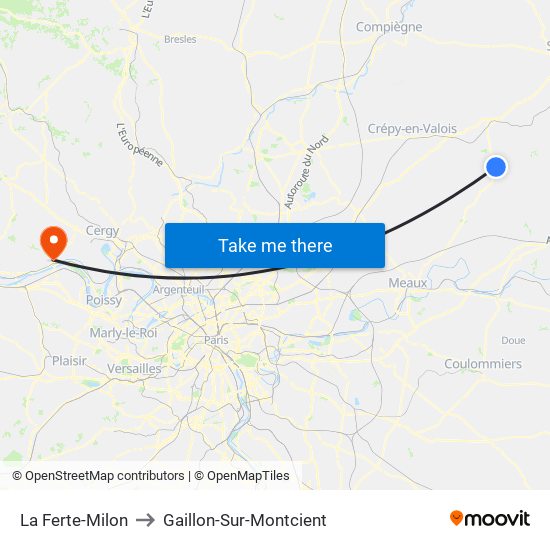 La Ferte-Milon to Gaillon-Sur-Montcient map