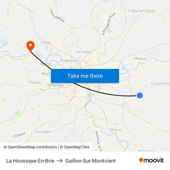 La Houssaye-En-Brie to Gaillon-Sur-Montcient map