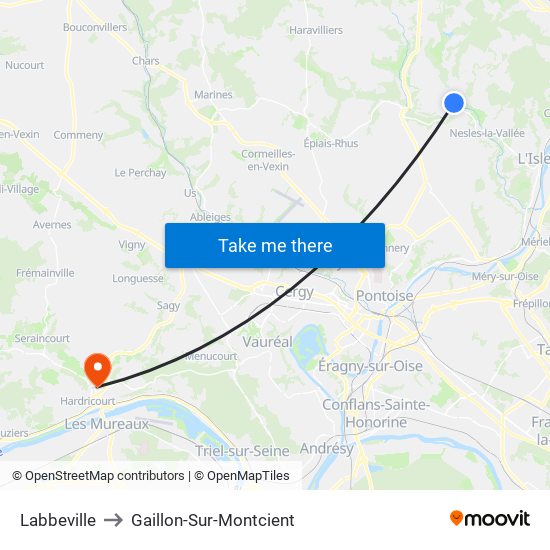 Labbeville to Gaillon-Sur-Montcient map
