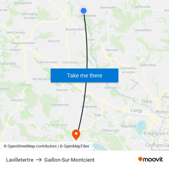 Lavilletertre to Gaillon-Sur-Montcient map