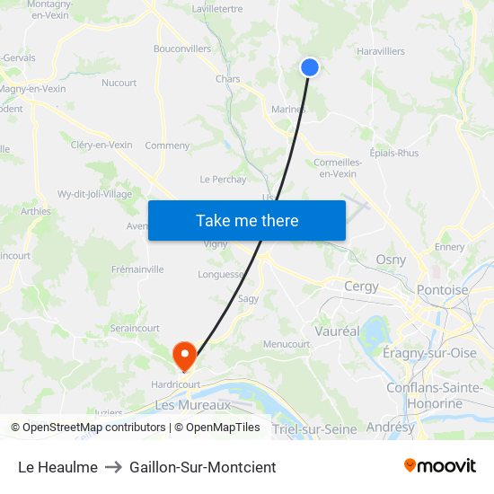 Le Heaulme to Gaillon-Sur-Montcient map