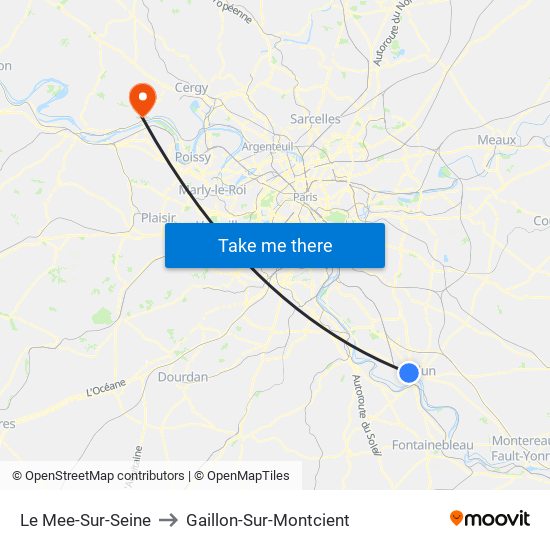 Le Mee-Sur-Seine to Gaillon-Sur-Montcient map