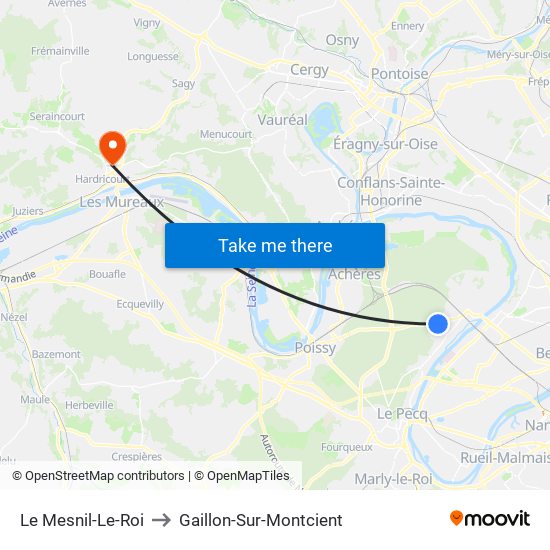 Le Mesnil-Le-Roi to Gaillon-Sur-Montcient map