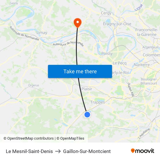 Le Mesnil-Saint-Denis to Gaillon-Sur-Montcient map