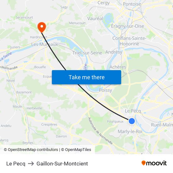 Le Pecq to Gaillon-Sur-Montcient map