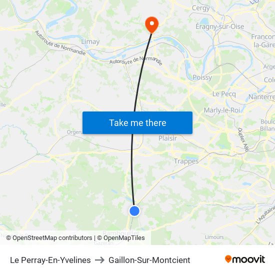 Le Perray-En-Yvelines to Gaillon-Sur-Montcient map