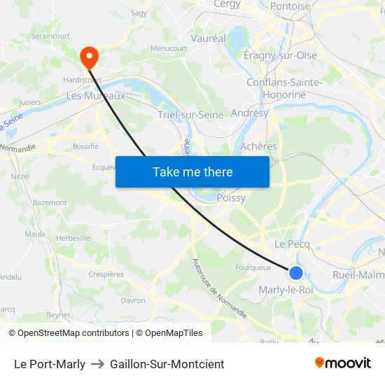 Le Port-Marly to Gaillon-Sur-Montcient map