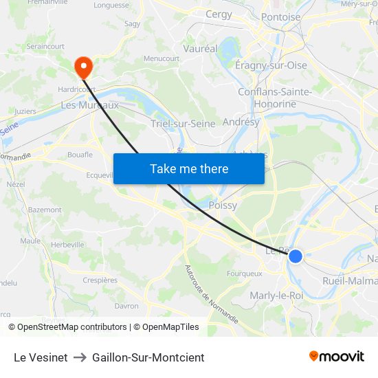Le Vesinet to Gaillon-Sur-Montcient map