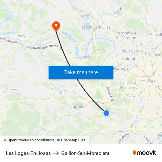 Les Loges-En-Josas to Gaillon-Sur-Montcient map