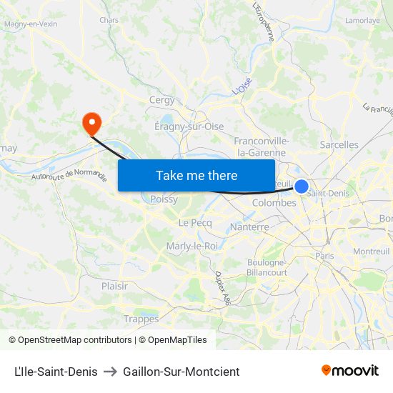 L'Ile-Saint-Denis to Gaillon-Sur-Montcient map