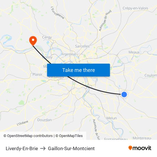 Liverdy-En-Brie to Gaillon-Sur-Montcient map