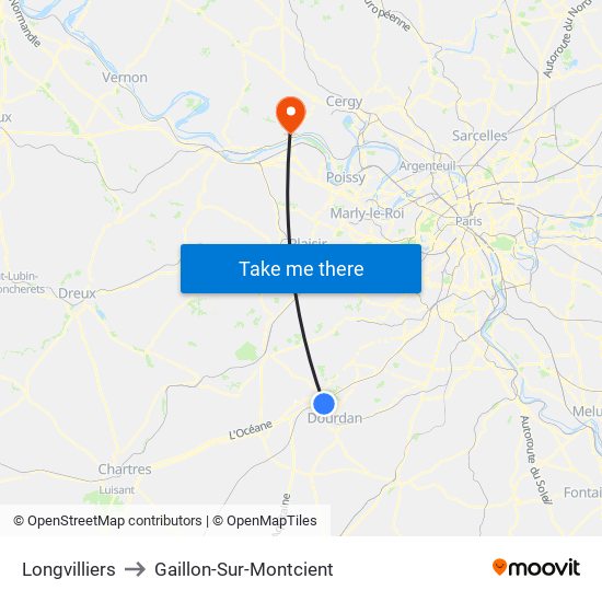 Longvilliers to Gaillon-Sur-Montcient map