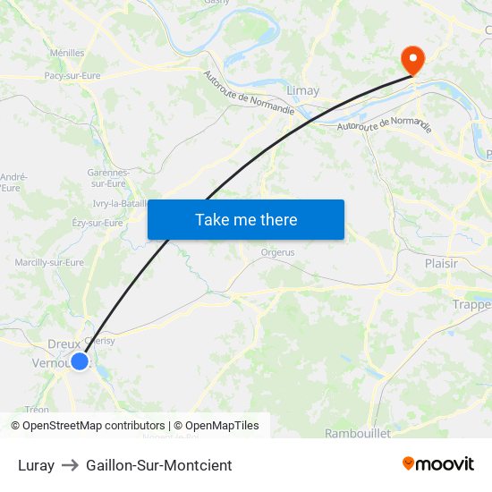 Luray to Gaillon-Sur-Montcient map