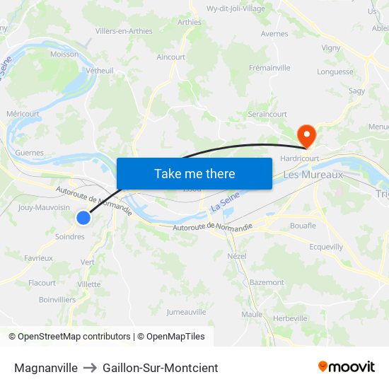 Magnanville to Gaillon-Sur-Montcient map