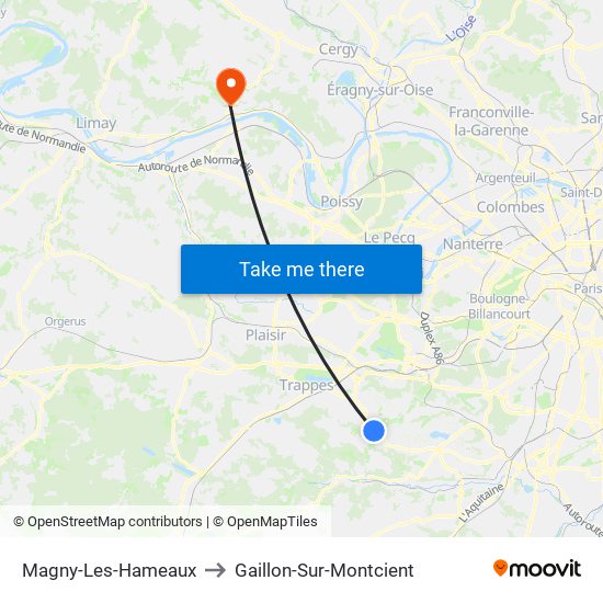 Magny-Les-Hameaux to Gaillon-Sur-Montcient map