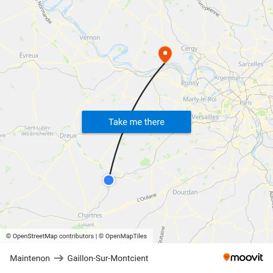 Maintenon to Gaillon-Sur-Montcient map