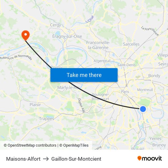 Maisons-Alfort to Gaillon-Sur-Montcient map