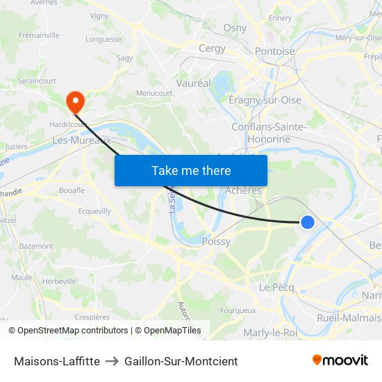 Maisons-Laffitte to Gaillon-Sur-Montcient map