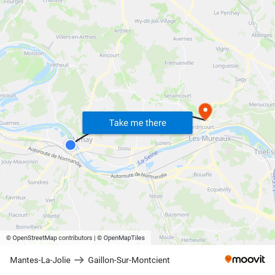 Mantes-La-Jolie to Gaillon-Sur-Montcient map
