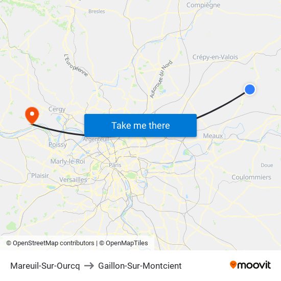 Mareuil-Sur-Ourcq to Gaillon-Sur-Montcient map