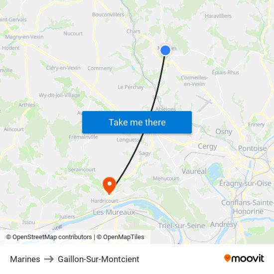 Marines to Gaillon-Sur-Montcient map