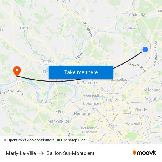 Marly-La-Ville to Gaillon-Sur-Montcient map