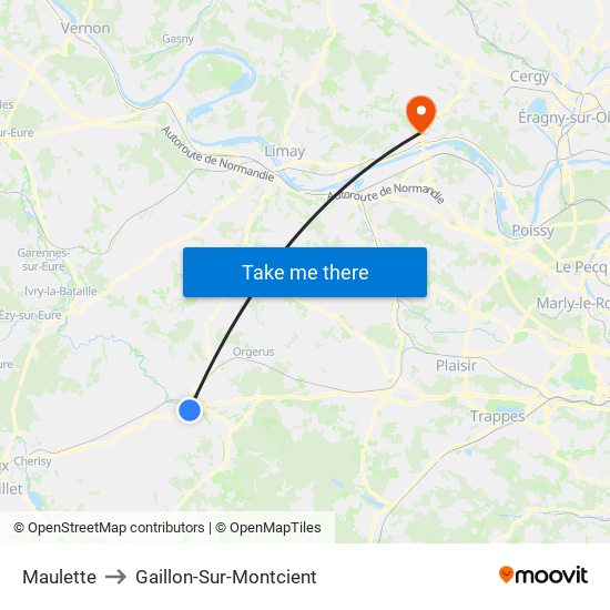 Maulette to Gaillon-Sur-Montcient map