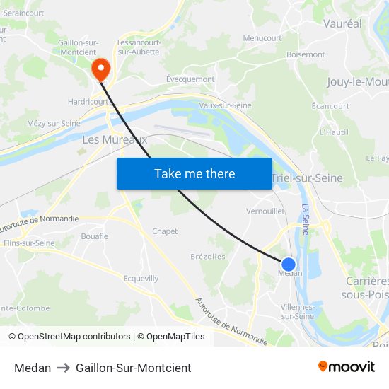 Medan to Gaillon-Sur-Montcient map