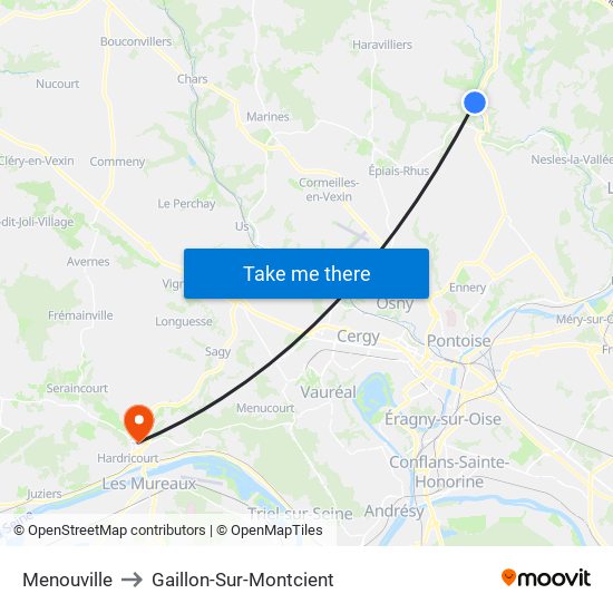 Menouville to Gaillon-Sur-Montcient map