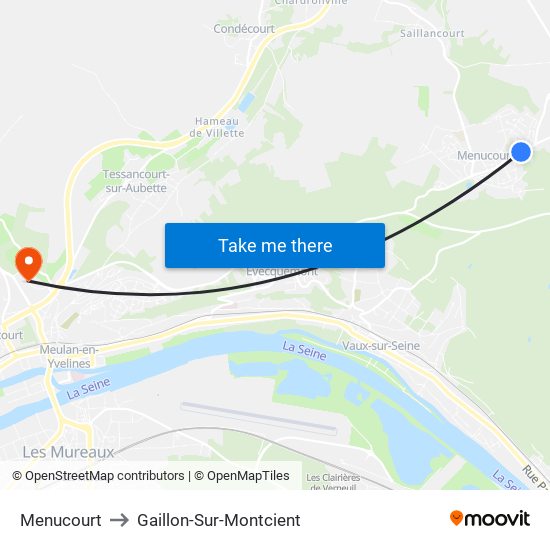 Menucourt to Gaillon-Sur-Montcient map