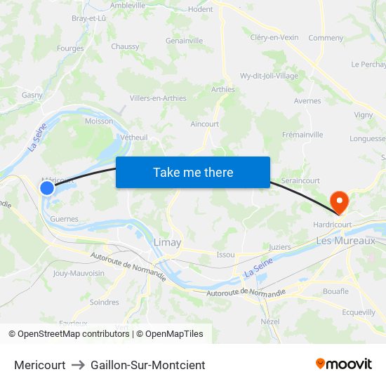 Mericourt to Gaillon-Sur-Montcient map