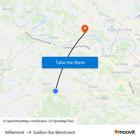 Millemont to Gaillon-Sur-Montcient map