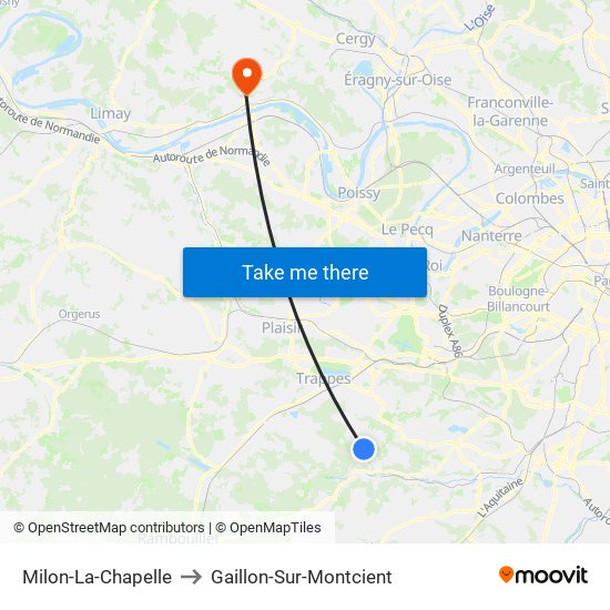 Milon-La-Chapelle to Gaillon-Sur-Montcient map