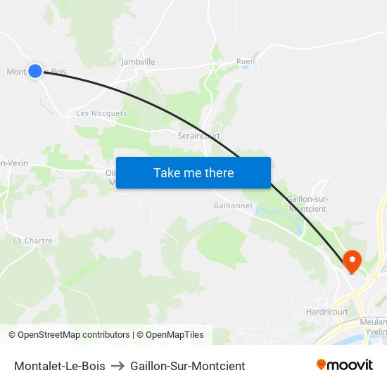 Montalet-Le-Bois to Gaillon-Sur-Montcient map