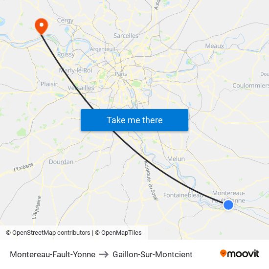 Montereau-Fault-Yonne to Gaillon-Sur-Montcient map
