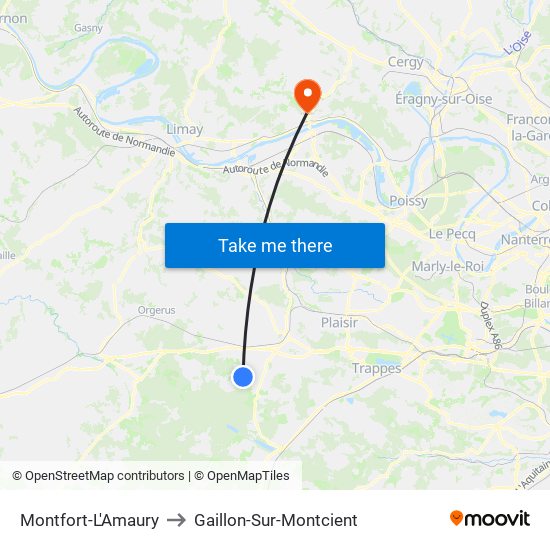 Montfort-L'Amaury to Gaillon-Sur-Montcient map