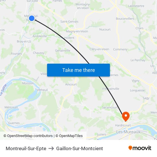 Montreuil-Sur-Epte to Gaillon-Sur-Montcient map