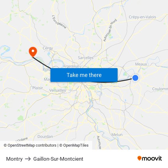 Montry to Gaillon-Sur-Montcient map