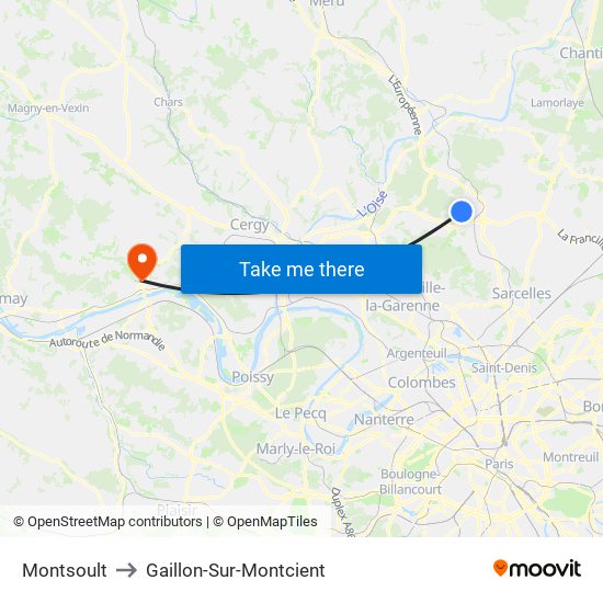 Montsoult to Gaillon-Sur-Montcient map