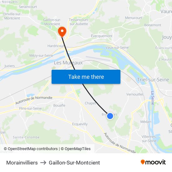 Morainvilliers to Gaillon-Sur-Montcient map