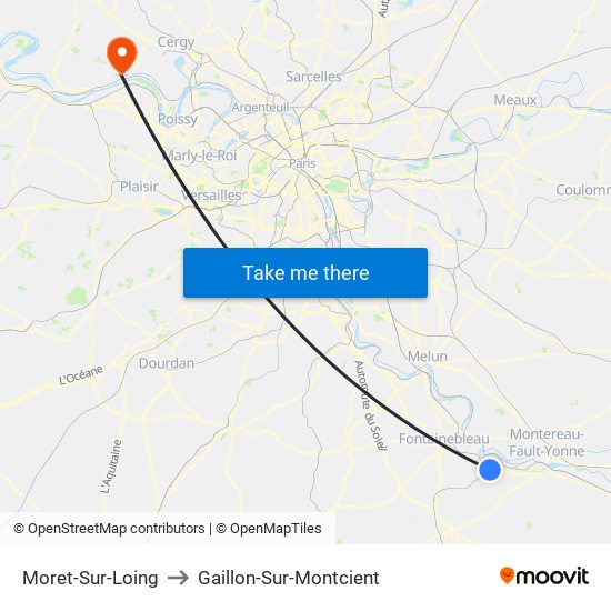 Moret-Sur-Loing to Gaillon-Sur-Montcient map