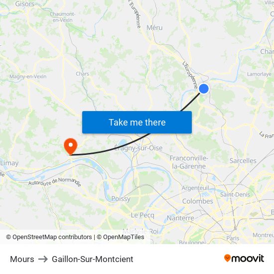 Mours to Gaillon-Sur-Montcient map