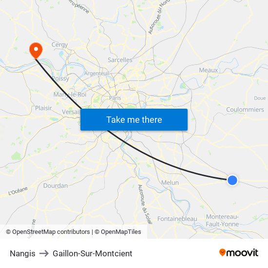 Nangis to Gaillon-Sur-Montcient map