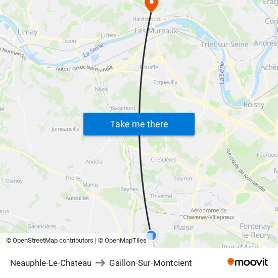 Neauphle-Le-Chateau to Gaillon-Sur-Montcient map