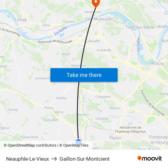 Neauphle-Le-Vieux to Gaillon-Sur-Montcient map