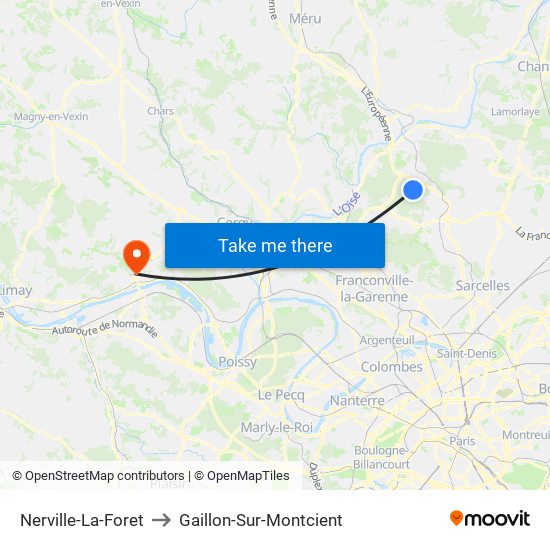 Nerville-La-Foret to Gaillon-Sur-Montcient map