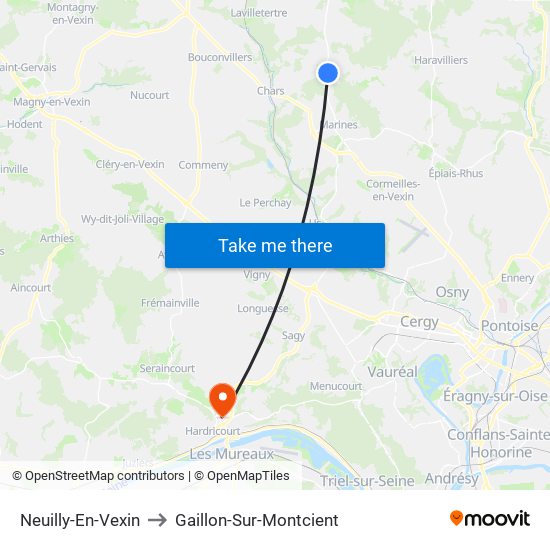 Neuilly-En-Vexin to Gaillon-Sur-Montcient map