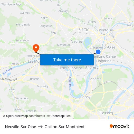 Neuville-Sur-Oise to Gaillon-Sur-Montcient map